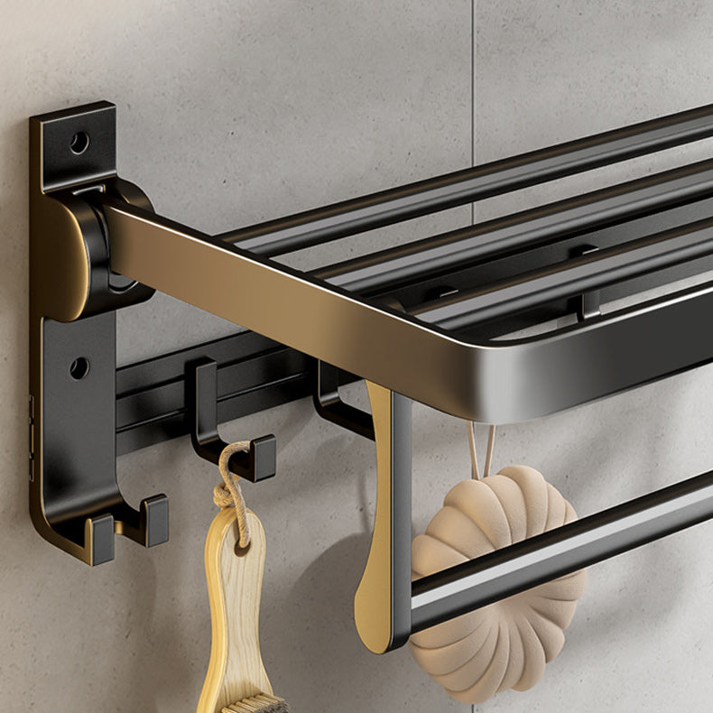 Contemporary Bathroom Accessory Set Matte Black Bathroom Set with Bathrobe Hooks/Towel Bar