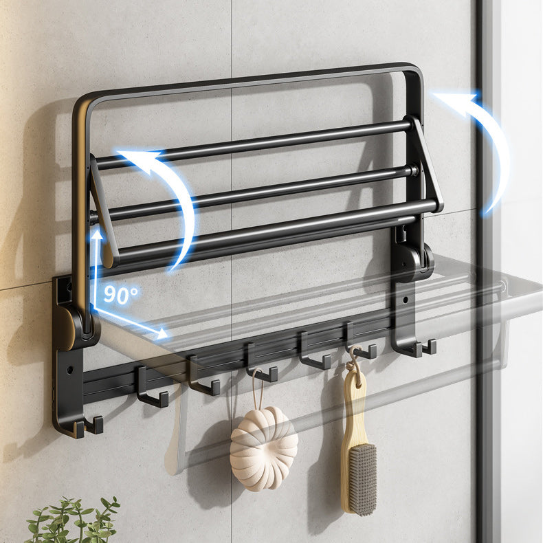 Contemporary Bathroom Accessory Set Matte Black Bathroom Set with Bathrobe Hooks/Towel Bar