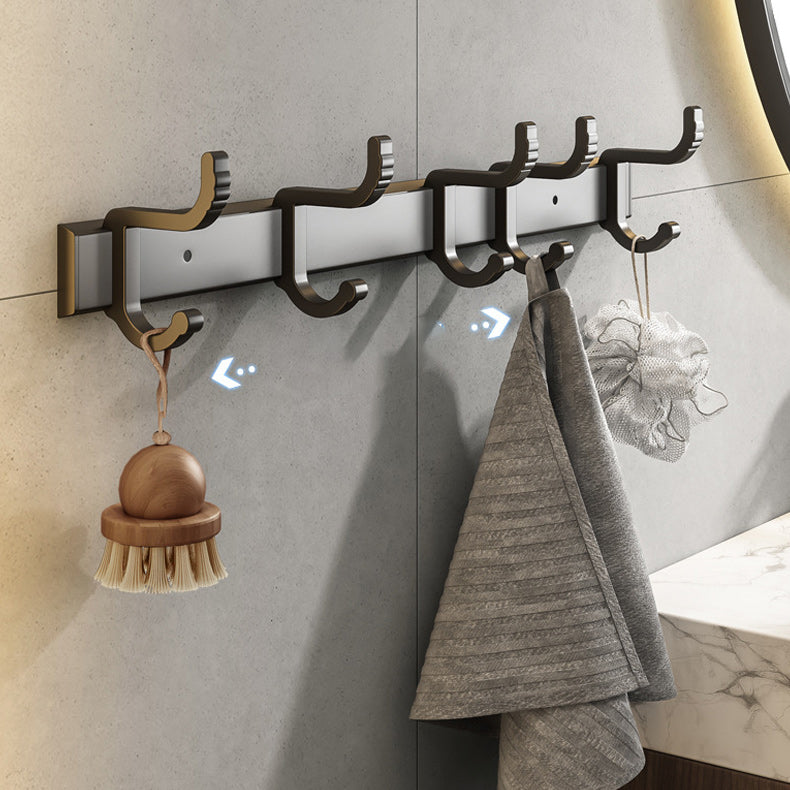 Contemporary Bathroom Accessory Set Matte Black Bathroom Set with Bathrobe Hooks/Towel Bar