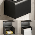 Contemporary Bathroom Accessory Set Matte Black Bathroom Set with Bathrobe Hooks/Towel Bar