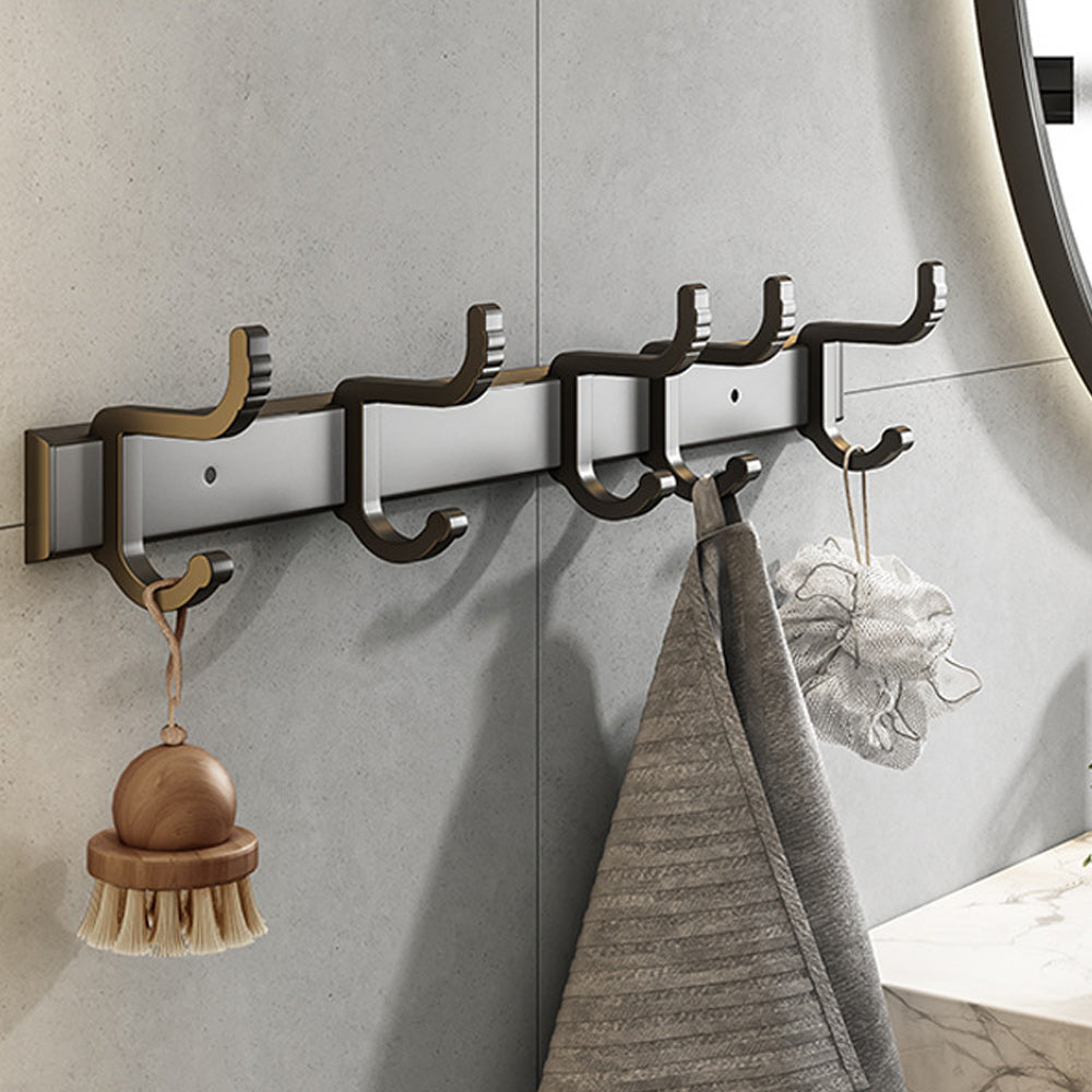 Contemporary Bathroom Accessory Set Matte Black Bathroom Set with Bathrobe Hooks/Towel Bar