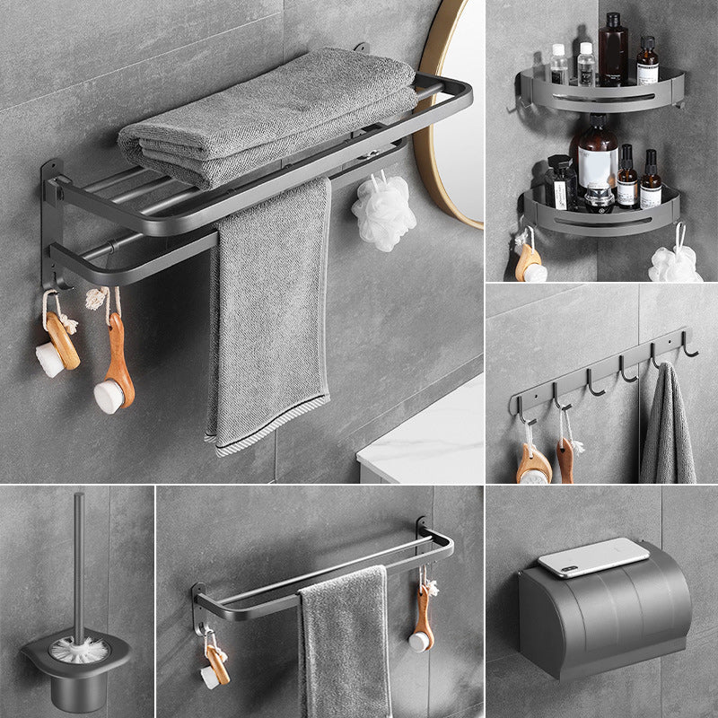 Modern Bathroom Hardware Set in Stainless Steel Matte Gray Bathrobe Hook/Towel Bar