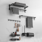 Modern Bathroom Hardware Set in Stainless Steel Matte Gray Bathrobe Hook/Towel Bar
