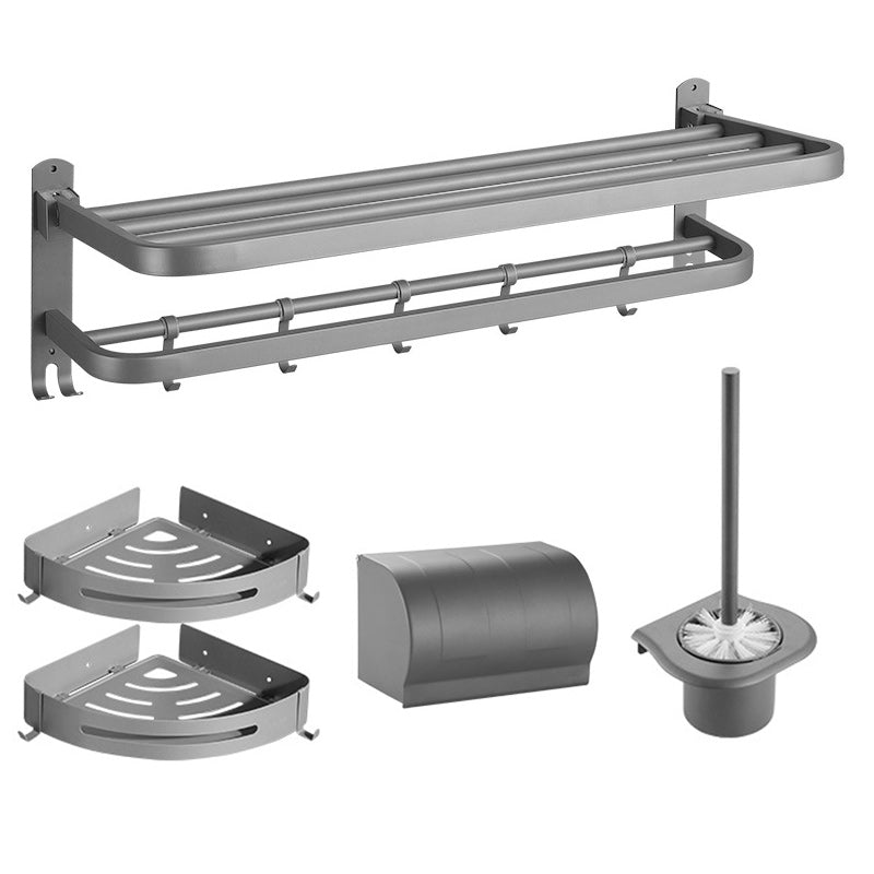 Modern Bathroom Hardware Set in Stainless Steel Matte Gray Bathrobe Hook/Towel Bar