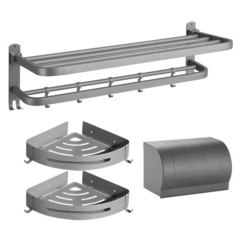 Modern Bathroom Hardware Set in Stainless Steel Matte Gray Bathrobe Hook/Towel Bar