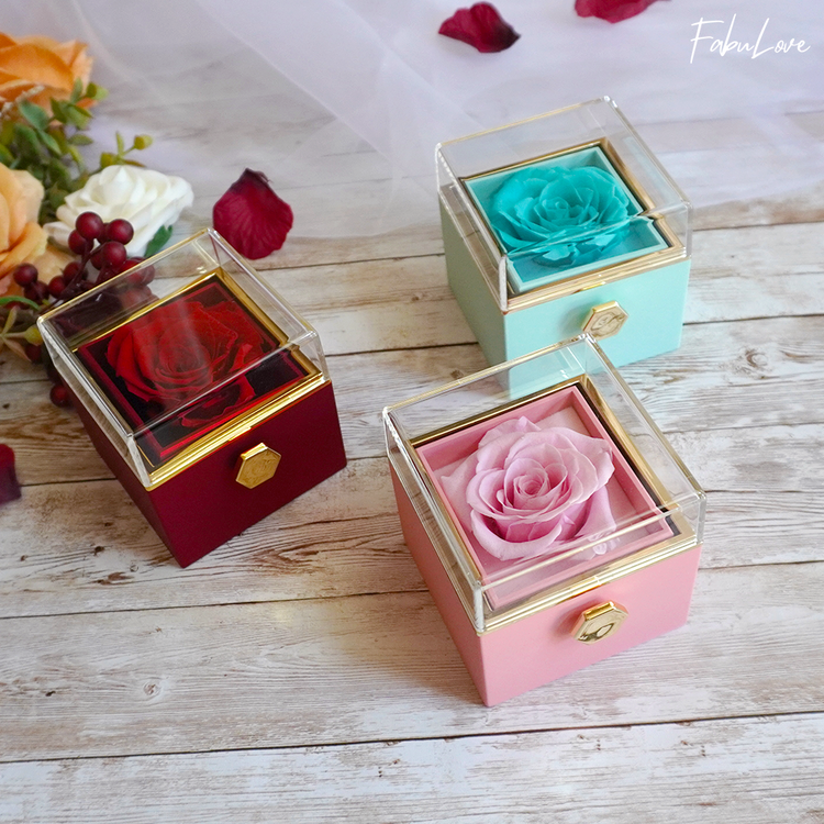 [Ideal Gift] Eternal Rose Box - With engraved necklace & artificial rose