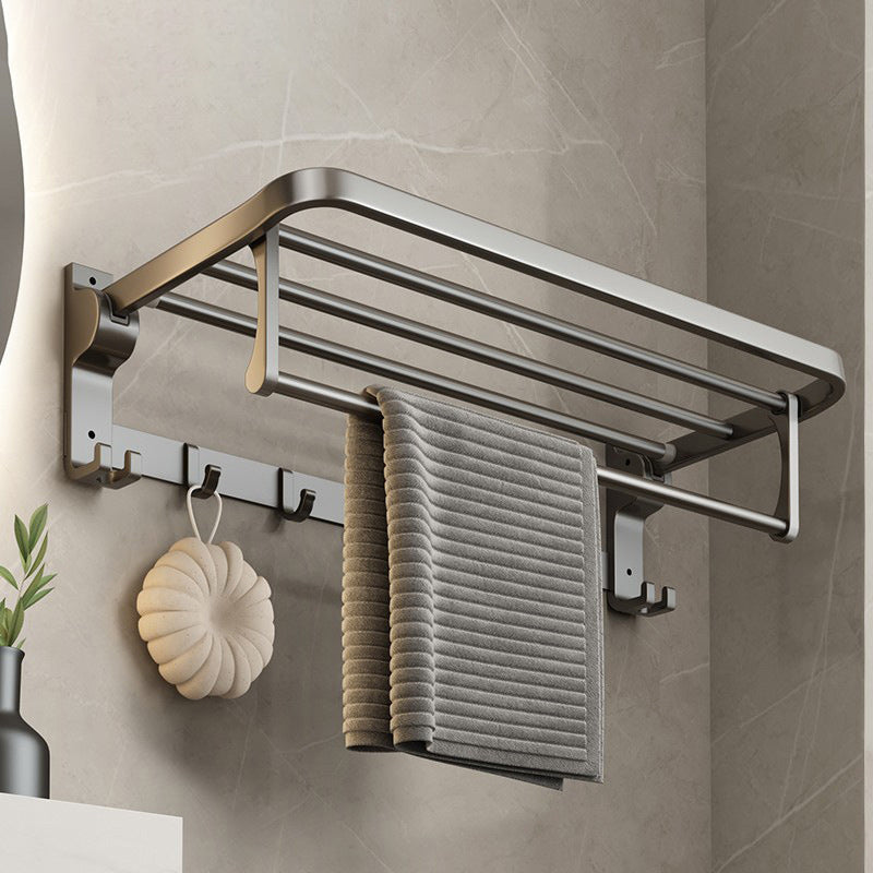 Contemporary Gray Bathroom Hardware Set Bathroom Shelf/Towel Bar Including Bathroom Set