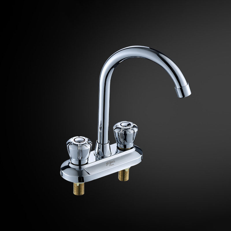 Three-Hole Centerset Bathroom Sink Faucet Contemporary Brass Faucet