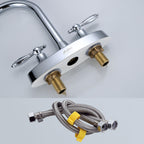 Three-Hole Centerset Bathroom Sink Faucet Contemporary Brass Faucet