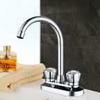 High Arch Brass Bathroom Faucet Double Handle Basin Tap