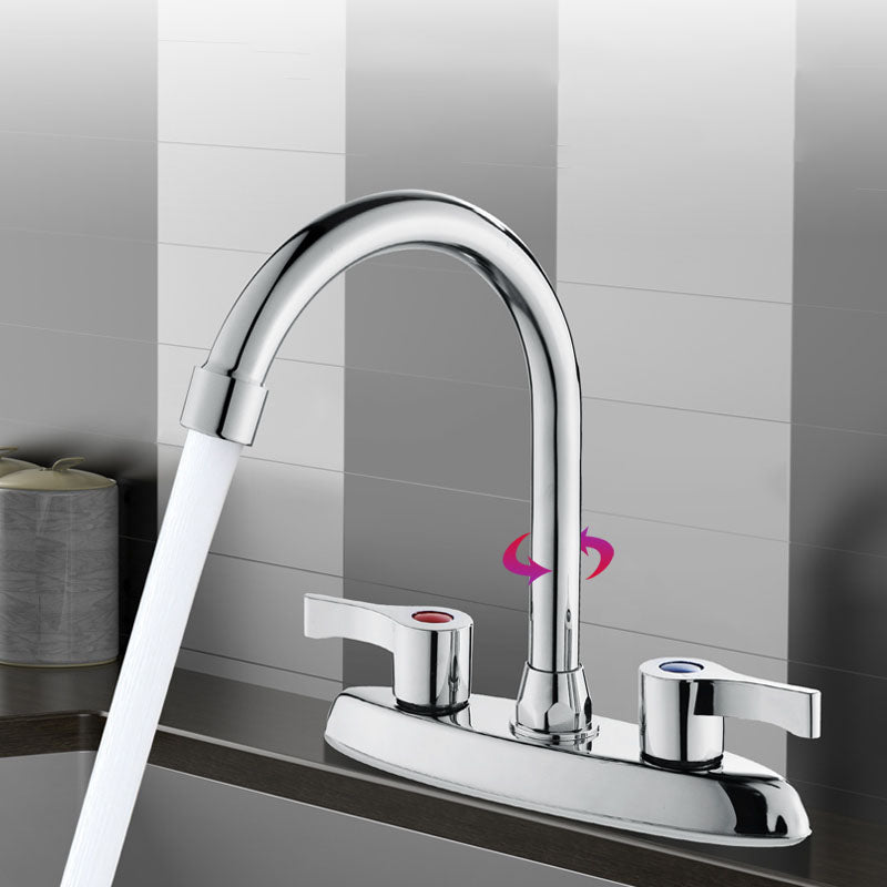 Modern Center Set Mixer Tap Chrome 2 Knob Handles Swivel Spout Basin Mixer Tap