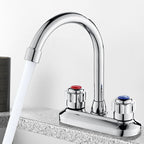 Modern Center Set Mixer Tap Chrome 2 Knob Handles Swivel Spout Basin Mixer Tap