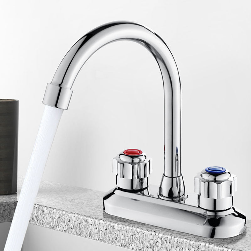 Modern Center Set Mixer Tap Chrome 2 Knob Handles Swivel Spout Basin Mixer Tap