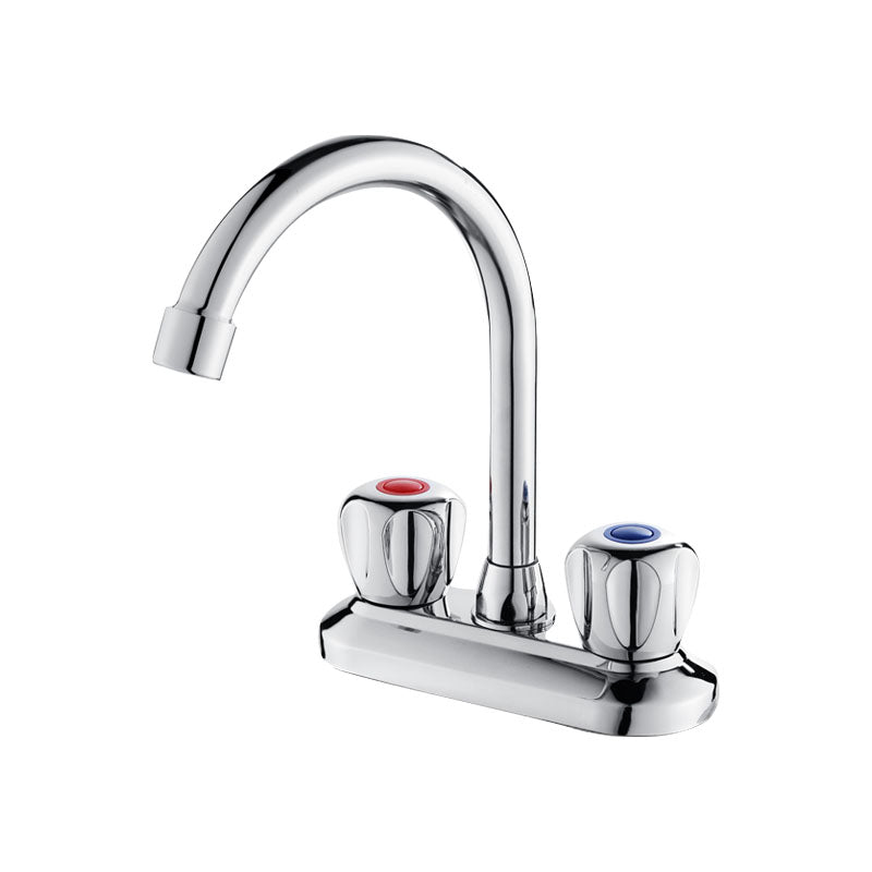Modern Center Set Mixer Tap Chrome 2 Knob Handles Swivel Spout Basin Mixer Tap