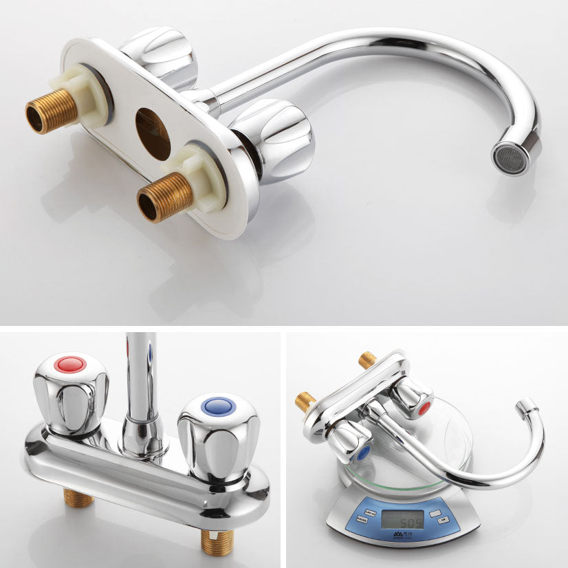 Modern Center Set Mixer Tap Chrome 2 Knob Handles Swivel Spout Basin Mixer Tap