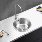 Round Stainless Steel Kitchen Sink with Drain Assembly Built-in Sink
