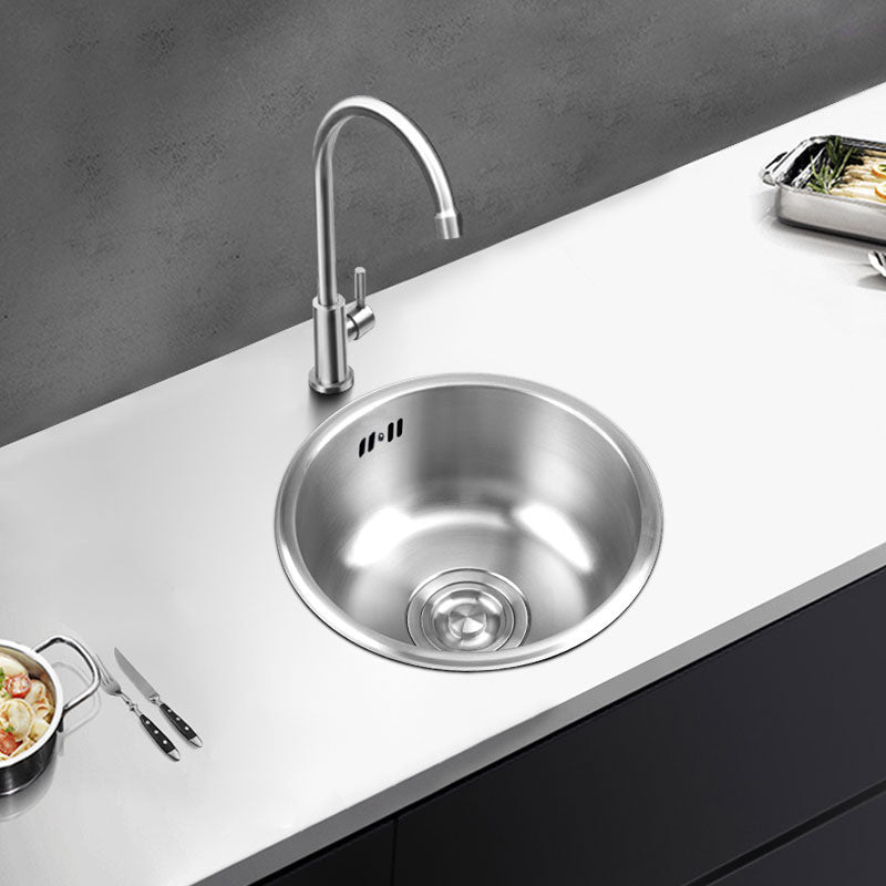 Round Stainless Steel Kitchen Sink with Drain Assembly Built-in Sink
