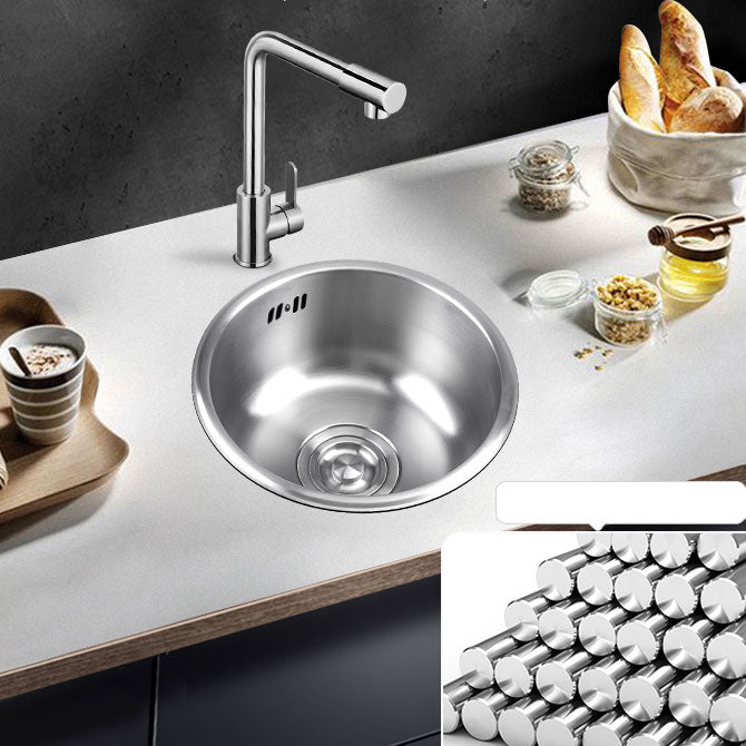 Round Stainless Steel Kitchen Sink with Drain Assembly Built-in Sink