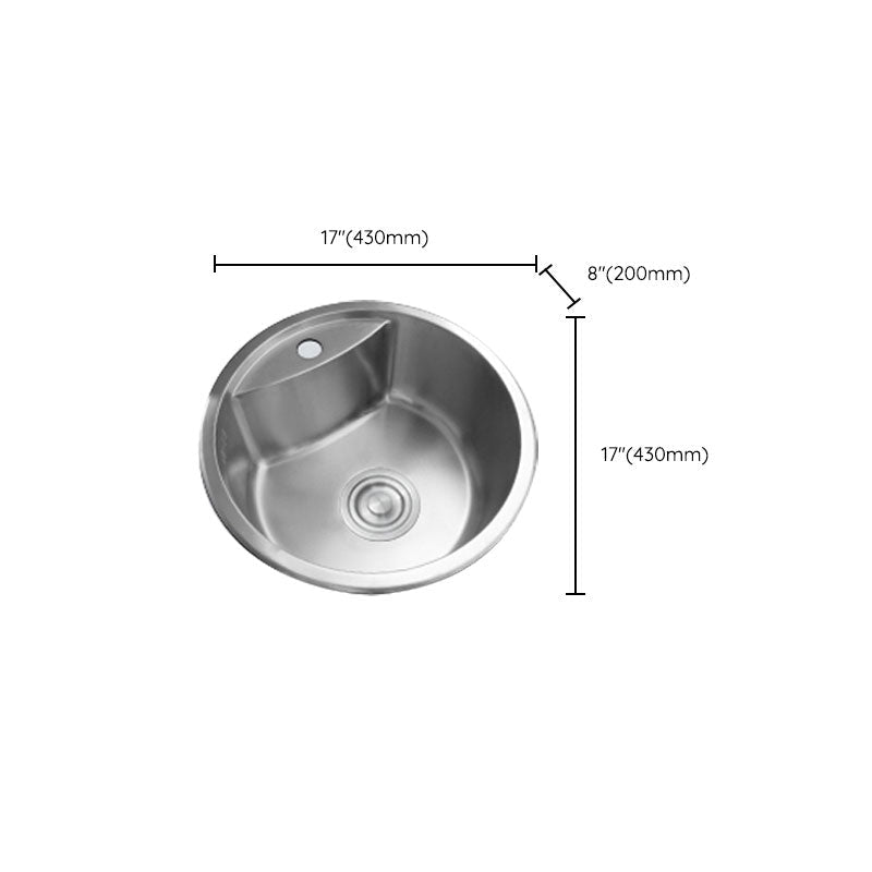 Round Stainless Steel Kitchen Sink with Drain Assembly Built-in Sink
