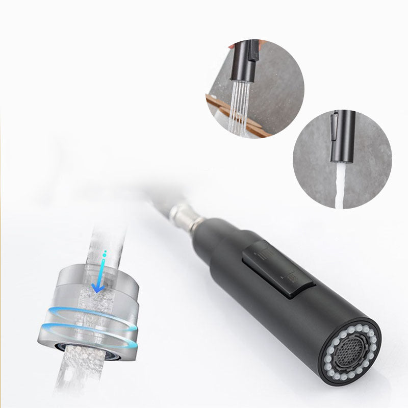 Goose Neck Kitchen Sink Faucet Three-Way Flow with Pull-Down Spray Head