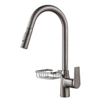 Goose Neck Kitchen Sink Faucet Three-Way Flow with Pull-Down Spray Head