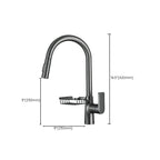 Goose Neck Kitchen Sink Faucet Three-Way Flow with Pull-Down Spray Head