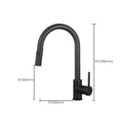 Goose Neck Kitchen Sink Faucet Three-Way Flow with Pull-Down Spray Head