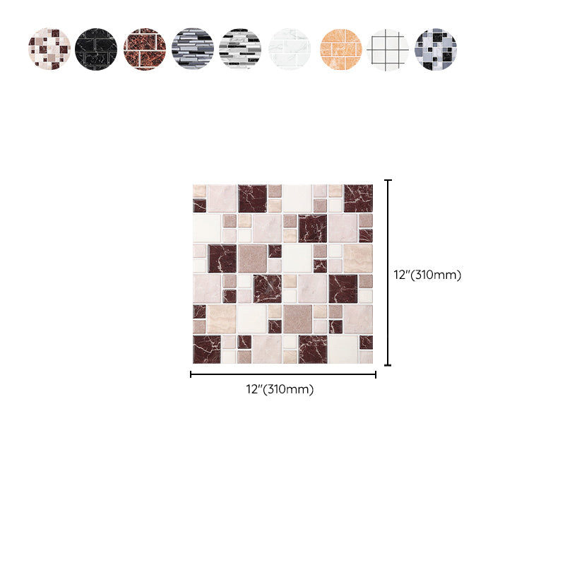 Pattern Matte Color Stone Peel and Stick Mosaic Tile Peel and Stick Tile Set of 2
