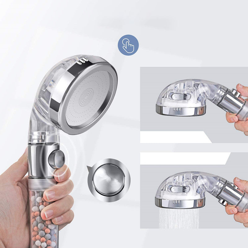 Modern Handheld Shower Head Round Filter Ball Spray Head in Silver