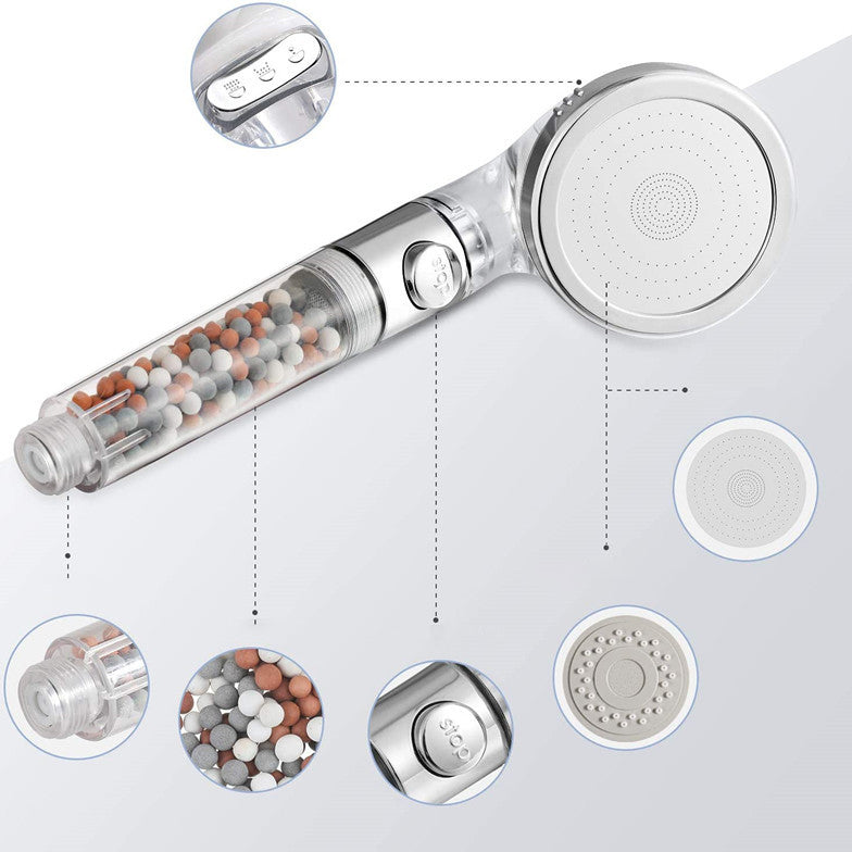 Modern Handheld Shower Head Round Filter Ball Spray Head in Silver