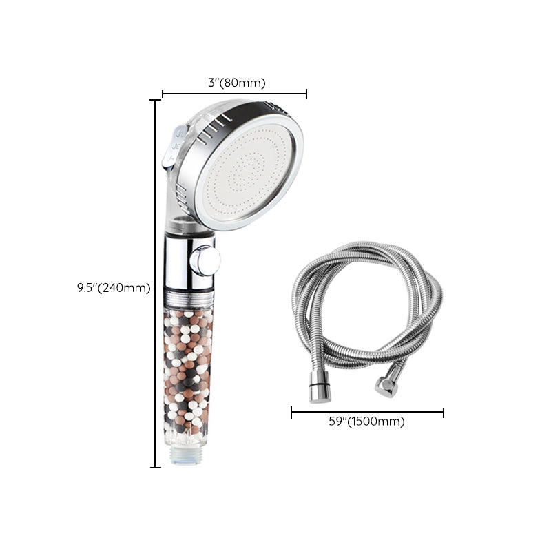 Modern Handheld Shower Head Round Filter Ball Spray Head in Silver