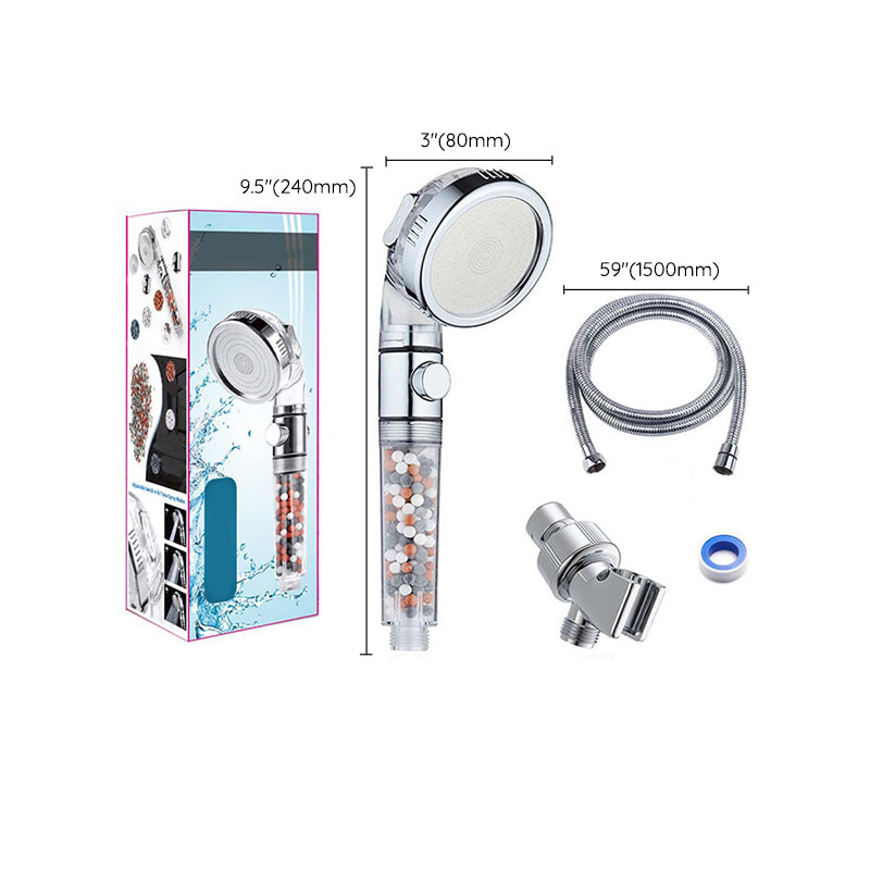 Modern Handheld Shower Head Round Filter Ball Spray Head in Silver