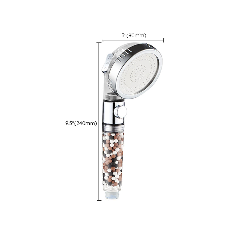Modern Handheld Shower Head Round Filter Ball Spray Head in Silver