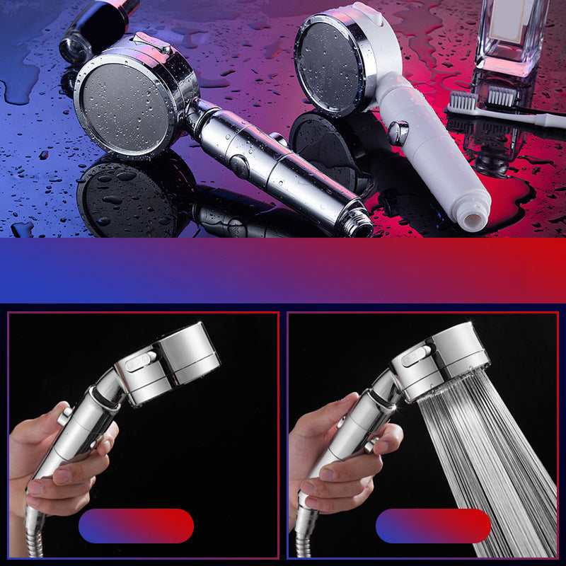 Contemporary Handheld Showerhead Round 3 Setting Sprayhead in Silver