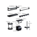 Contemporary 8-piece Bathroom Accessory Set Matte Black Bathroom Shelf/Paper Holder/Towel Hook