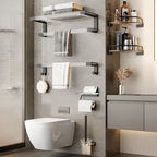 Mattes Black Bathroom Hardware Set Metal & Acrylic Bathroom Shelf/Towel Holder/Bathrobe Hook