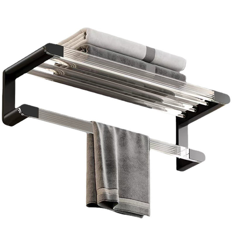 Mattes Black Bathroom Hardware Set Metal & Acrylic Bathroom Shelf/Towel Holder/Bathrobe Hook