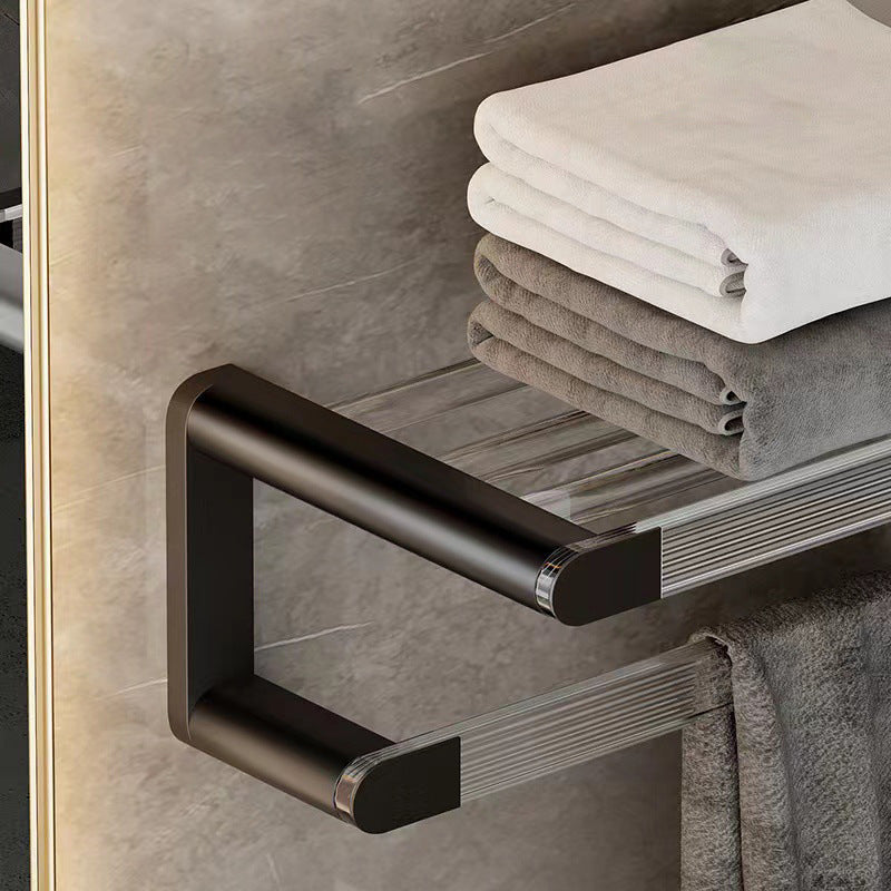 Mattes Black Bathroom Hardware Set Metal & Acrylic Bathroom Shelf/Towel Holder/Bathrobe Hook