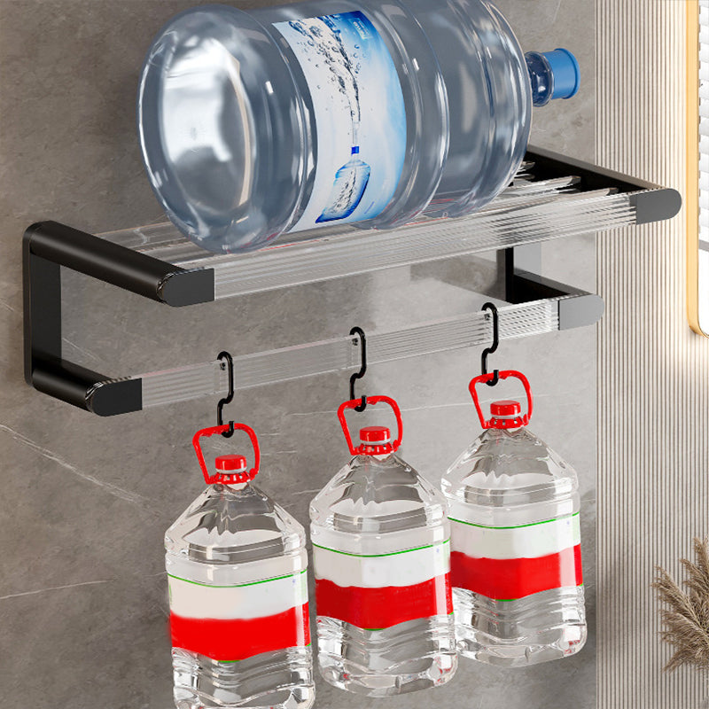 Mattes Black Bathroom Hardware Set Metal & Acrylic Bathroom Shelf/Towel Holder/Bathrobe Hook