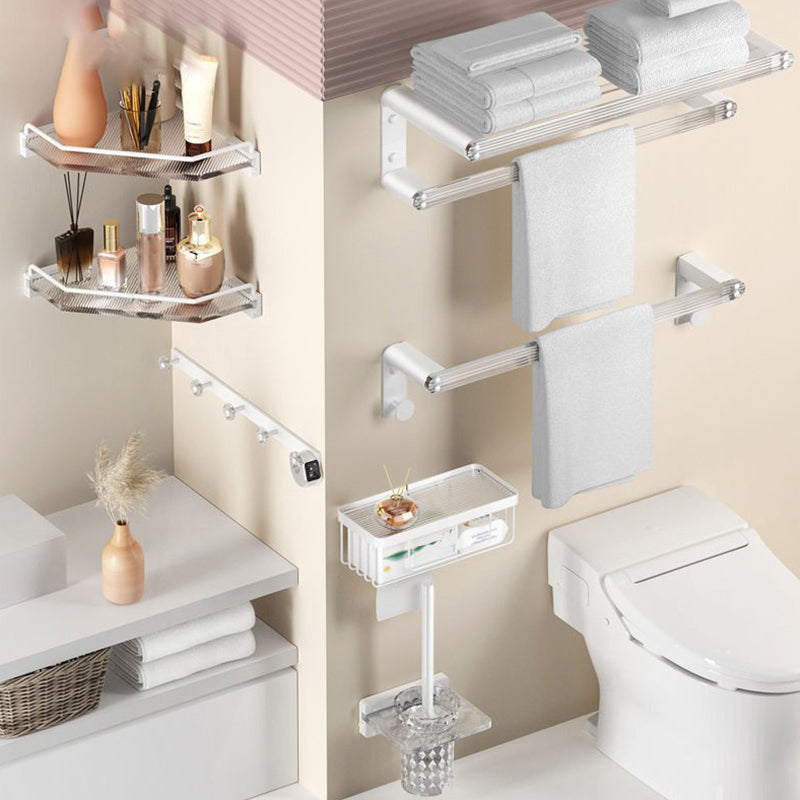 White & clear acrylic bathroom accessory set with towel holder/paper holder/robe hooks