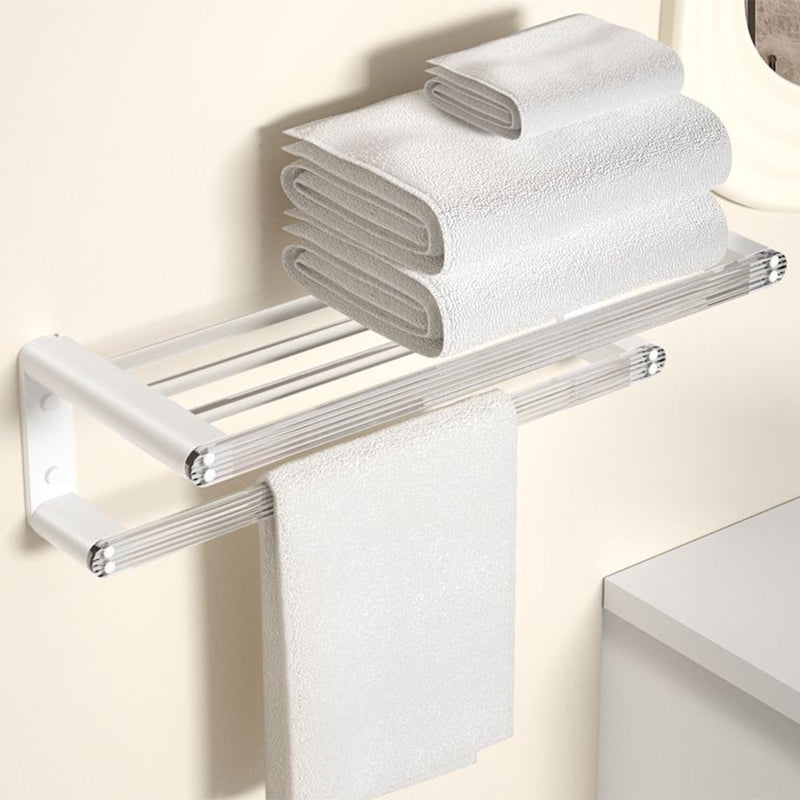 White & clear acrylic bathroom accessory set with towel holder/paper holder/robe hooks