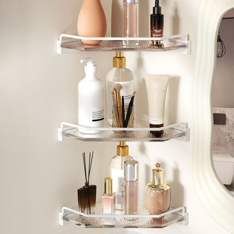 White & clear acrylic bathroom accessory set with towel holder/paper holder/robe hooks