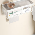 White & clear acrylic bathroom accessory set with towel holder/paper holder/robe hooks