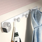 White & clear acrylic bathroom accessory set with towel holder/paper holder/robe hooks