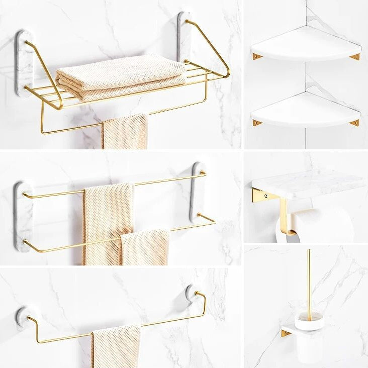 Modern bathroom accessories as a single piece or as a set in marble and metal