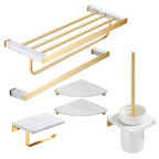 Modern bathroom accessories as a single piece or as a set in marble and metal