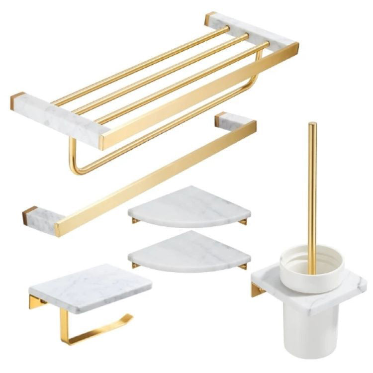 Modern bathroom accessories as a single piece or as a set in marble and metal