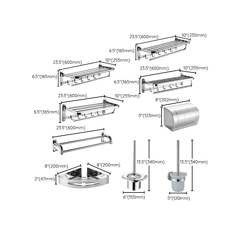 6-piece stainless steel modern bathroom accessories as a single item or as a set