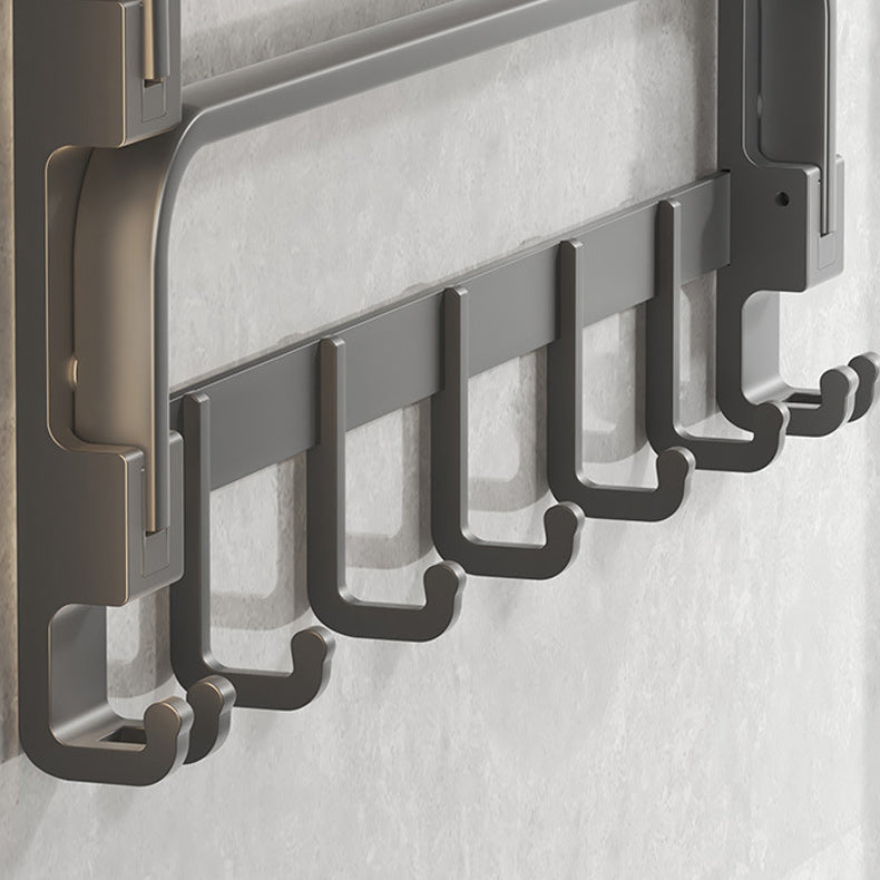 Modern gray bathroom hardware set with bath shelf/towel holder/robe hook/toilet paper holder