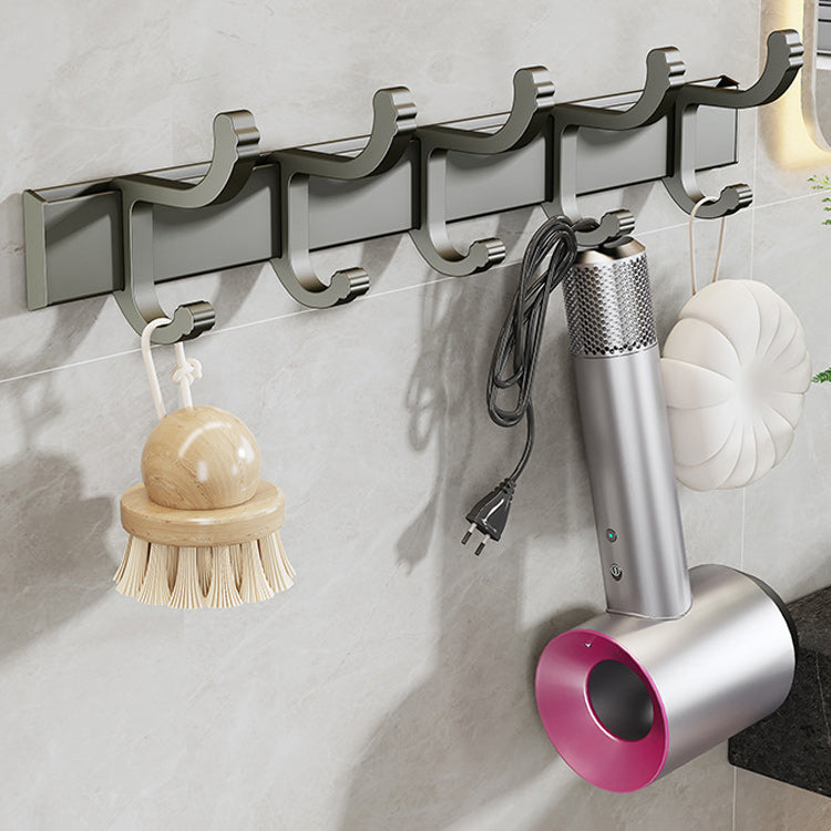 Modern gray bathroom hardware set with bath shelf/towel holder/robe hook/toilet paper holder